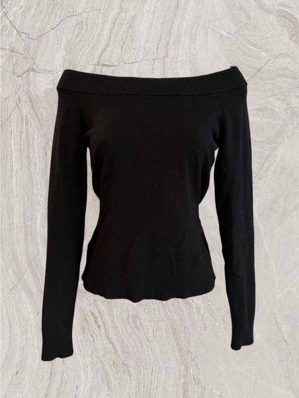 Forever 21 Black Off-the-Shoulder Ribbed-Neck Sweater